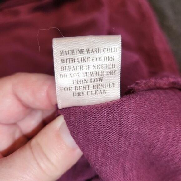 VERY J Tunic Dress Women Medium M Wine Red Long Lace Up Sleeve Mini 100% Cotton - Picture 5 of 12